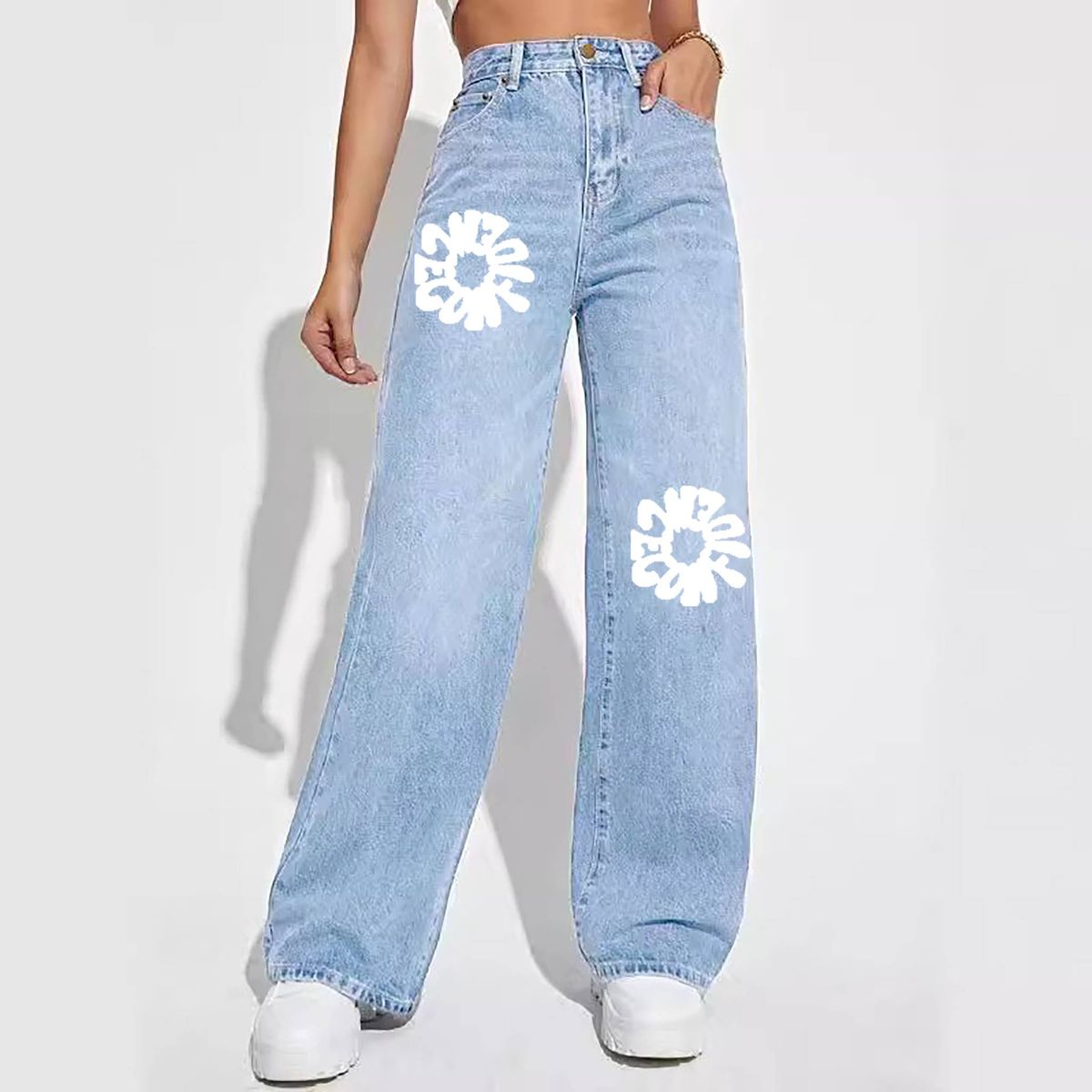 Women's Clothing Jeans Women's High Waist Slim Straight Denim Trousers_mkmklike.com