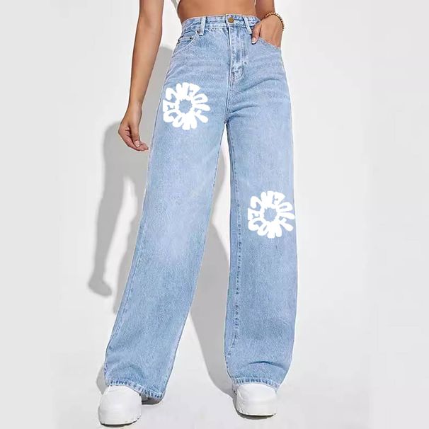 Women's Clothing Jeans Women's High Waist Slim Straight Denim Trousers_mkmklike.com