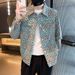 Floral Denim Spring And Autumn New Trend Korean Style Fashion Men's Jacket Top_mkmklike.com