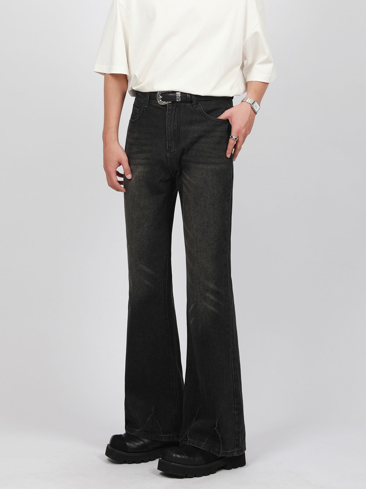 Retro Straight Leg Jeans For Men - Vintage Washed Denim, Loose Fit, Comfortable & Stylish, High Waist, Classic Blue & Black_mkmklike.com