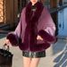 Women's Clothing New rex rabbit fur collar gradien autumn and winter shawl cape large size women's knitted cardigan jacket_mkmklike.com