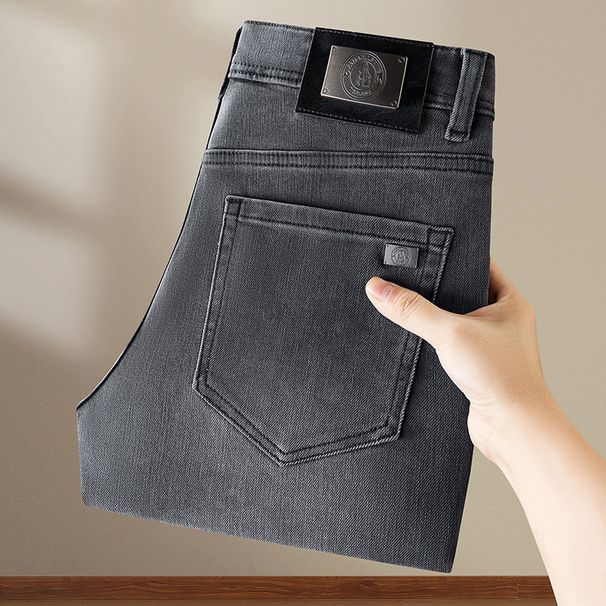 Men's Clothing Gray Jeans Men New Autumn and Winter Trendy Brand Slim Elastic Casual High End Light Luxury Trousers Spring and Autumn_mkmklike.com