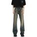 Nordmann Men's Flared Jeans New Vintage Washed Straight Autumn Winter American Style Versatile Cool Casual Pants_mkmklike.com