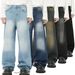 New Product, Retro Multi-color Old Polished White Wide-leg Straight Jeans_mkmklike.com