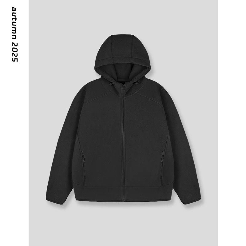 High-Quality Fleece Thickened Comfortable Warm Hooded Design Simple Solid Color Jacket For Men_mkmklike.com