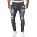Men's Clothing Men's Slim Fit Denim Pants Ripped White Fashion Small Leg Long Midweight Cotton Jeans_mkmklike.com