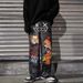 Men's Clothing Dark High Street Style Ins Graffiti Cartoon Print Daddy Jeans Men's Trendy Brand Hip Hop Loose Drape Trousers_mkmklike.com