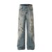 High Street Vintage Distressed Jeans - Acid Wash Streetwear Pants With Splatter Paint Detail_mkmklike.com