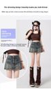 American Retro Summer Denim Shorts Women's 2026 New Summer Thin High Waist A Word Spice Culottes Hot Pants_mkmklike.com