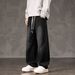 Men's Retro Wide Leg Jeans - Loose Straight Fit High Street Denim Pants (M-3XL, Black/Blue Wash)_mkmklike.com