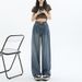 Guangzhou Supply American-style Wide-leg Jeans For Women, Spring/summer High-waisted, Loose, Slimming, Pleated, Casual,_mkmklike.com