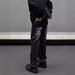Vintage Washed Black-Grey Slim Fit Bootcut Jeans For Men - High Street Vibe, Straight Leg, Stretch Denim Pants_mkmklike.com