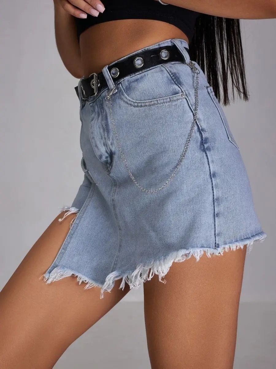 Women's Clothing Women's denim shorts skirt high waist versatile slim fit skirt pants_mkmklike.com