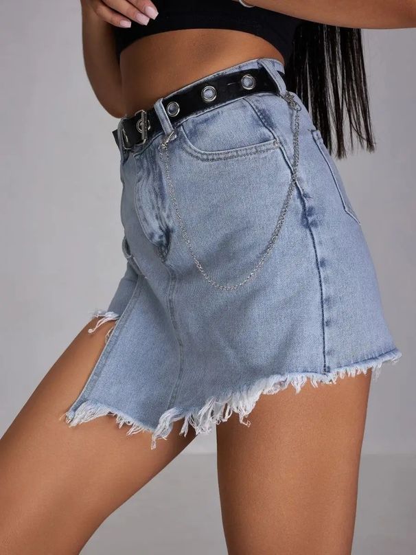 Women's Clothing Women's denim shorts skirt high waist versatile slim fit skirt pants_mkmklike.com