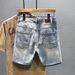 Men's Clothing Retro Ripped Denim Shorts Men New Loose Straight Pants Trendy Street Style Old Washed Shorts_mkmklike.com