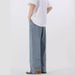 Unisex Retro Reverse-Fit Jeans – Vintage Wash & Deconstructed Streetwear Design (Classic Blue)_mkmklike.com