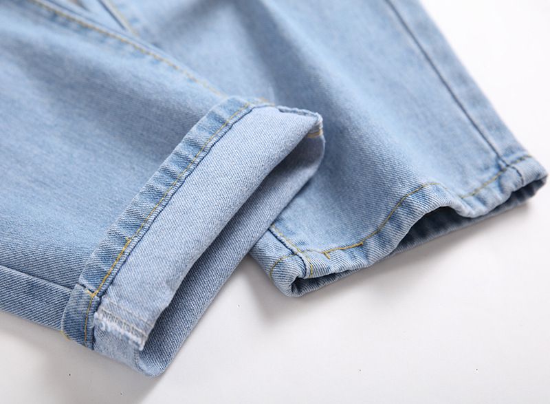 Suitable For All Seasons Ripped For Straight Leg Plus Size Light Blue Jeans Men_mkmklike.com