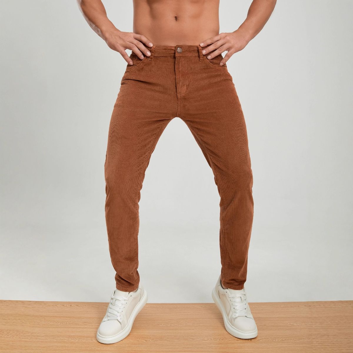 Men's Corduroy Pants - Slim Fit Casual Trousers In Camel, Comfortable Cotton Blend With Stretch (S-Xxl, Ideal For Smart & Relaxed Style)_mkmklike.com