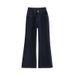 Denim Blue Fleece-lined Flared Jeans For Women, 2025 Autumn And Winter New Style, Loose Fit, Slimming, Non-clingy,_mkmklike.com