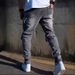 Men's Clothing Men’s Utility Cargo Jeans – Distressed Workwear Pants With Multi-Pockets & Monkey Wash Effect (Grey, Straight-Leg, Streetwear, S-XXL)_mkmklike.com