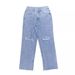 Vintage Straight Leg Jeans For Women – 95% Cotton Stretch Denim Pants, Classic Blue Wash, High Waist, 5-Pocket Design (Retro Streetwear, Unisex Fit)_mkmklike.com