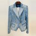 K Euro-American Star New Slim-fit Double-breasted Lion Button Denim Suit Jacket_mkmklike.com