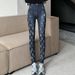 Women's Stretchy Jeggings With Rhinestone Details - Thin High Waist Skinny Pants For Fall, Versatile Black & Colored Denim-Like Leggings_mkmklike.com