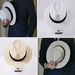 Hot Sale Fashion Summer Casual Unisex Beach Large Brim Jazz Sun Panama Paper Straw Women Men Cowboy Fedora Hat Gangster_mkmklike.com