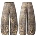 Wide Leg Jeans Distressed Leopard Print Loose Fit Retro Straight Leg Slimming And Draping Men And Women_mkmklike.com