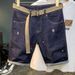 Men's Stretch Denim Shorts Thin Straight Leg Capri Pants Loose Fit Casual Outerwear_mkmklike.com