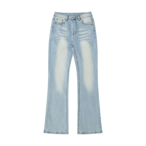 Men's Cleanfit Straight Slight Flare Blue Jeans - Slim Fit, Vintage Wash, High Street Vibe_mkmklike.com