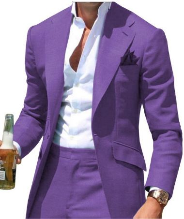 Men's Clothing Pointed Collar Men's Suit Slim Men's Suit Jacket Pants 2 PCE Formal Casual Business Wedding Groom_mkmklike.com