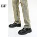 EF JEANS | 2023 Four-season New Casual Straight Korean Version Slim-fit Ripped Mud Yellow Denim Trousers For Men And Women_mkmklike.com