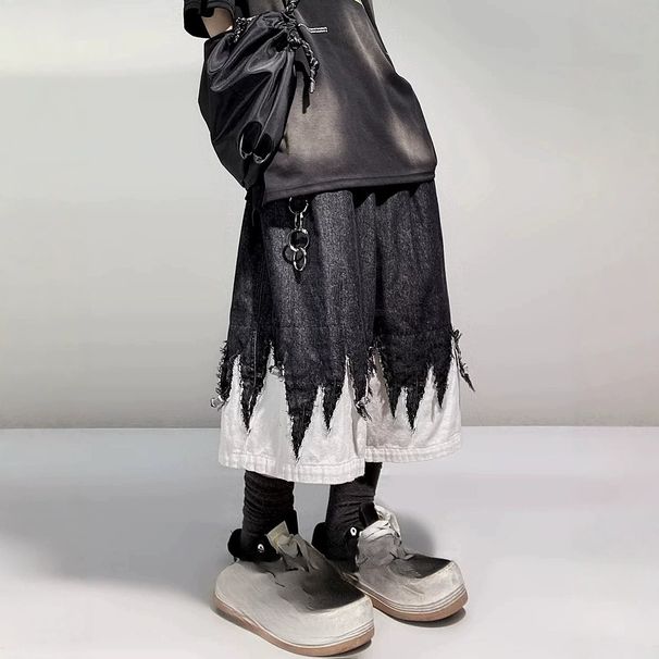 Hip-hop Trendy Brand Retro Cropped Pants High Street Wide-leg Denim Shorts Loose Vine Cropped Pants Men's 2026 Tide_mkmklike.com