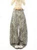 American Style Lazy Leopard Print Jeans For Women, New Autumn Casual Loose Wide-Leg Scimitar Pants_mkmklike.com