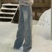 Glitter Starry Sky Rhinestone Fleece-Lined Jeans For Women - High Waist Loose Wide Leg Pants, Trendy & Stylish Casual Wear_mkmklike.com