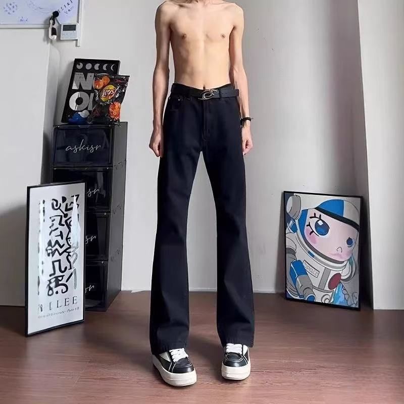 Vintage American Straight-Leg Jeans – Relaxed Fit Stretch Denim Pants With Adjustable Drawstring For Men_mkmklike.com