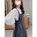ELLE ELLE Plus Size Summer Denim Strap For Women 2025 New Korean Style Petite Mid-Length Slimming Trendy Dress_mkmklike.com