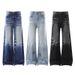Men's Vintage Washed Denim Jeans – High Waist Bootcut With Whisker Distressing (S-XXL, Black/Light Blue/Dark Blue)_mkmklike.com