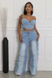 Fashion Suspender Tube Top Denim Top Pocket Straight Workwear Women's Jeans Suit_mkmklike.com
