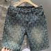 Vintage Washed Floral Printed Denim Shorts For Men, Loose Fit Straight Leg 5-Pocket Mid-Thigh Casual Shorts_mkmklike.com