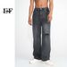 EF JEANS | 2023 New Product, Korean Version Straight Tube American Trend Ripped Denim Trousers, Men's And Women's Same Black_mkmklike.com