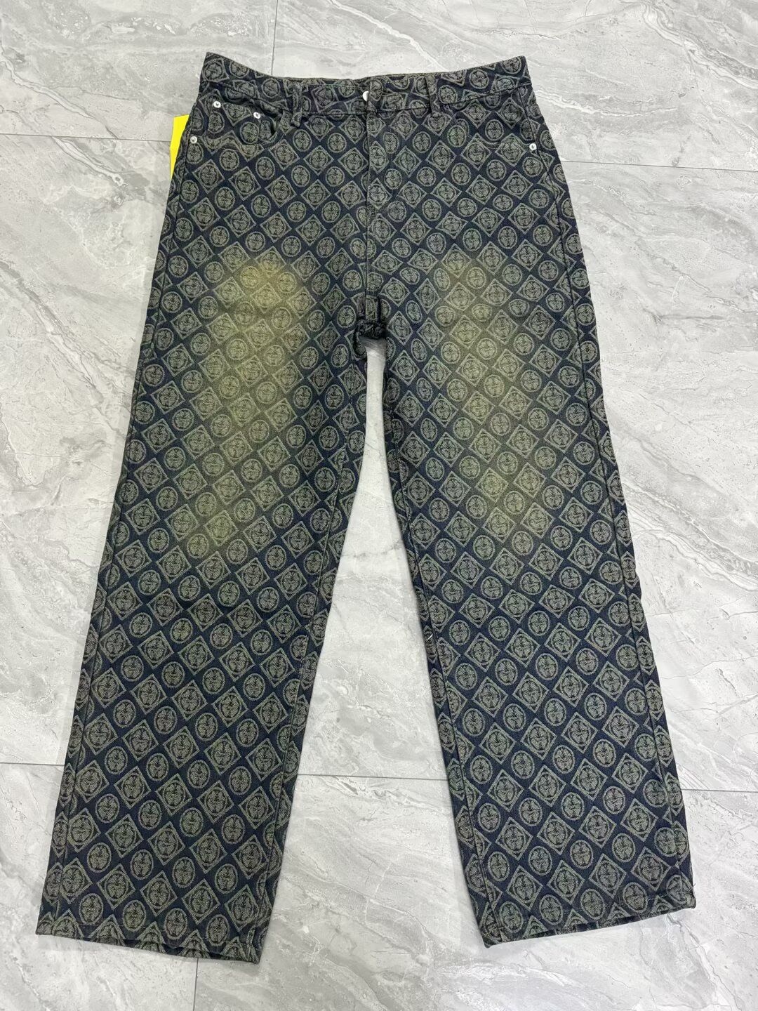 Men's Clothing Men's Jeans High Quality Acquard Letter Straight Jeans High Waist Drape Distressed Trousers_mkmklike.com