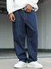 Men's American Retro Wide Leg Pants Denim Mid Waist Loose Fit Slimming Straight Leg Striped Floor Length For Spring Autumn_mkmklike.com