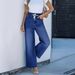 Women's Clothing Elastic Drawstring Wide Leg Straight Denim_mkmklike.com