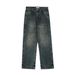 Minimalist Solid Color Washed Vintage Ripped Jeans For Men Ins American High Street Loose Straight Wide-Leg Dad Pants_mkmklike.com