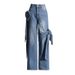 Jeans Women Denim Wide Leg Pants Floor Length Pant Bow High Waist Loose Casual Elegant Straight Trousers Y2k Mom Streetwear_mkmklike.com
