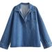 Oversized Denim Shirt & Pants Set – Trendy Long-Sleeve Button-Up Top With Matching Trousers (XS/S/M/L, Washed Polyester, Relaxed Fit)_mkmklike.com