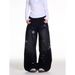 Women's Clothing Retro Star Patterned Jeans Slimming Loose Fit Wide Leg Pants Versatile Hot Girl Style_mkmklike.com