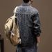 2025 Spring And Autumn New Men's Shirt High-end Jacquard Vintage Washed Loose Turn-down Collar Long Sleeve Denim Jacket_mkmklike.com